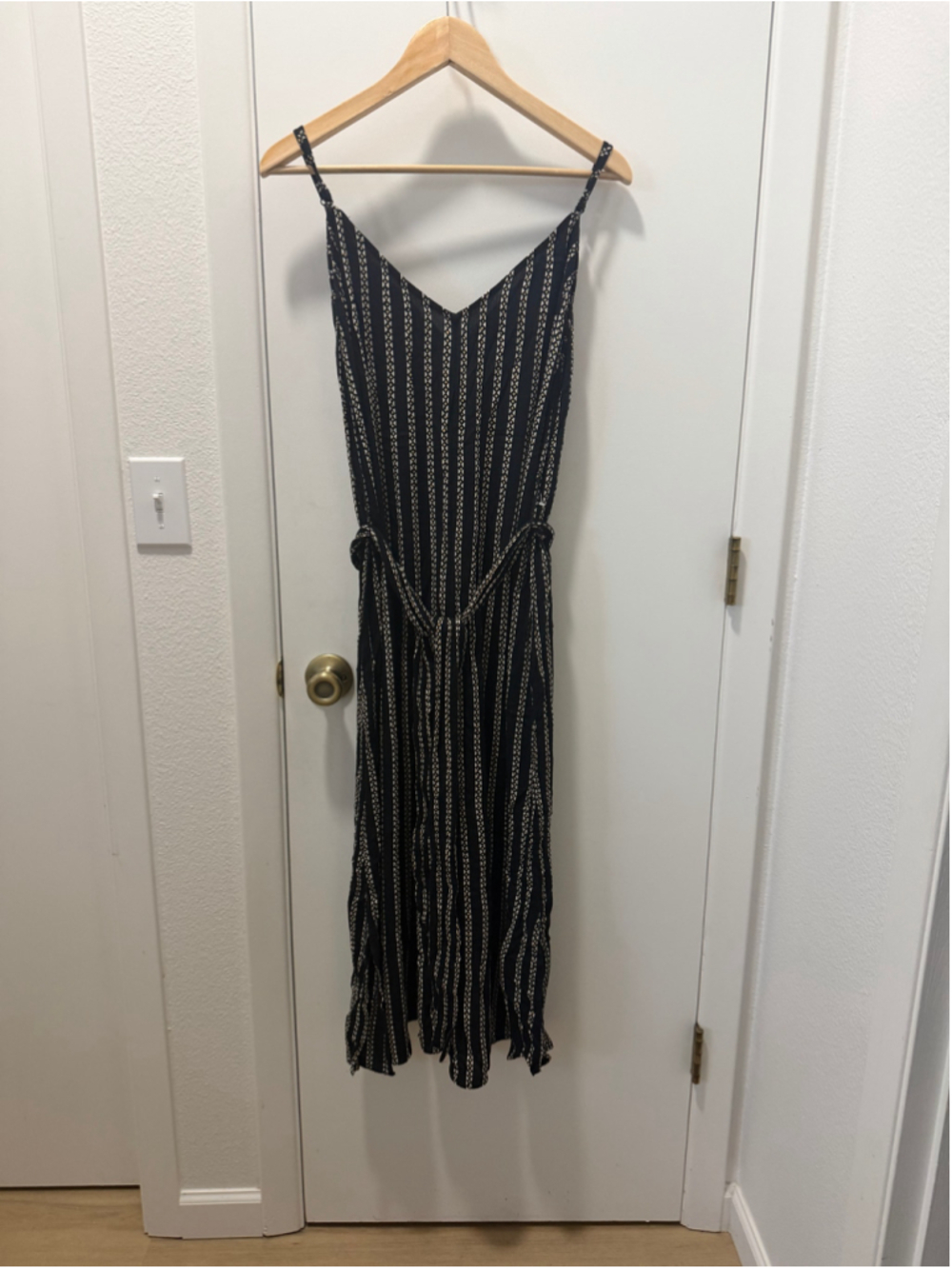 Women's Billabong Striped Jumpsuit Size M Black and White